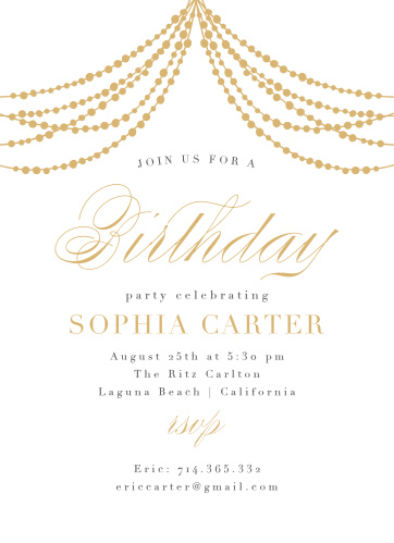 glowing glam adult birthday party invitations