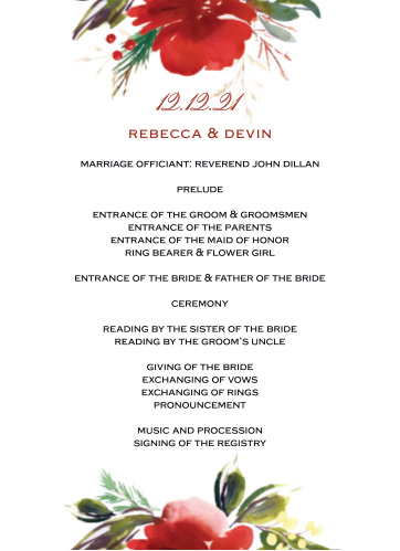 winter wedding programs match your color style free