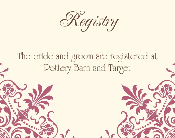 Customizable Wedding Registry Cards - By Basic Invite