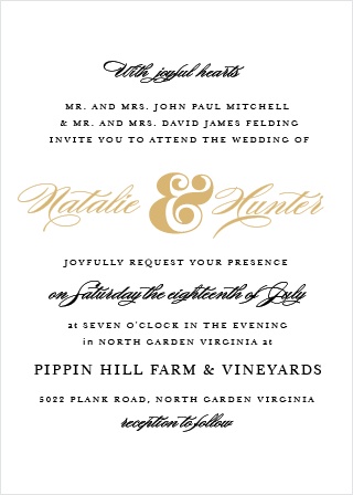 Foil Stamped Wedding Invitations | Gold, Silver & Rose Gold | Basic Invite